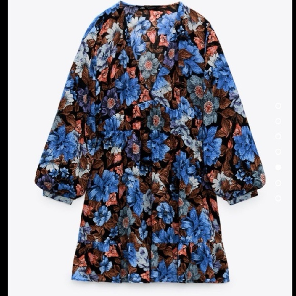 Zara Tropical Print Viscose Blend Dress Small - Picture 4 of 14